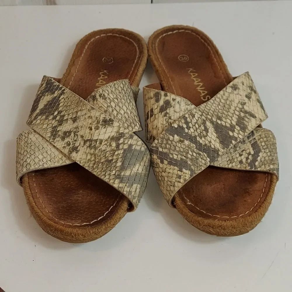 KAANAS Guajira Crossover Python Snakeskin Sandals - Picture 3 of 9